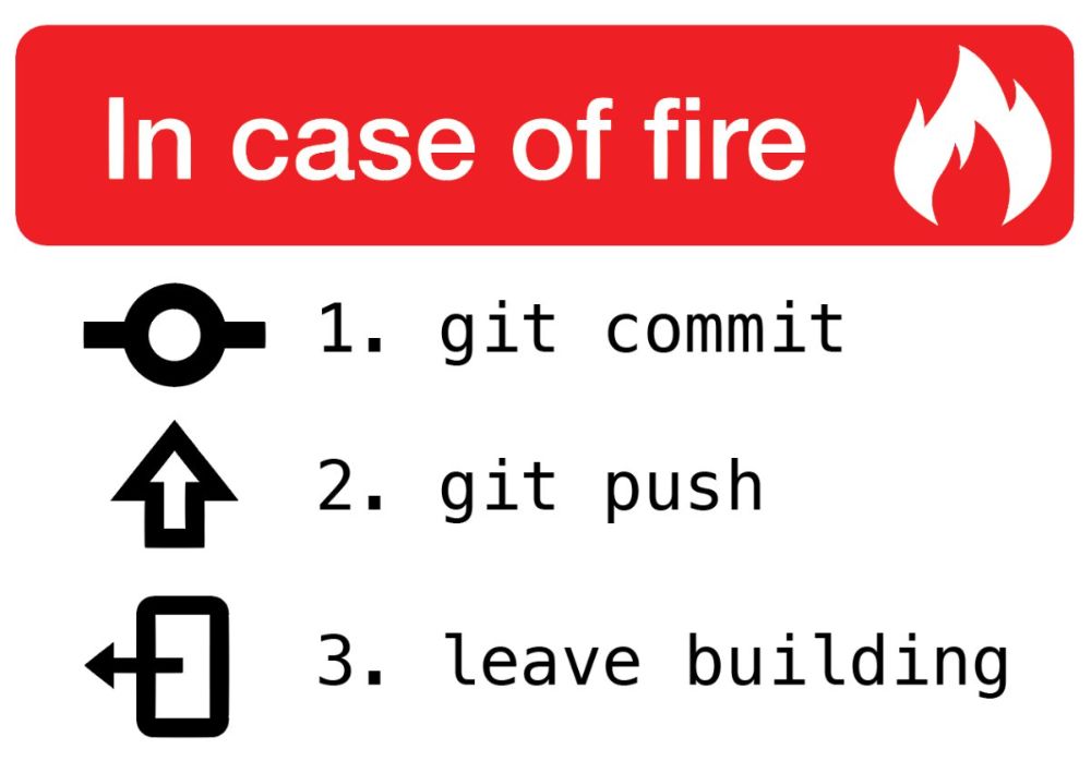 V případě ohně: git commit, git push, exit building